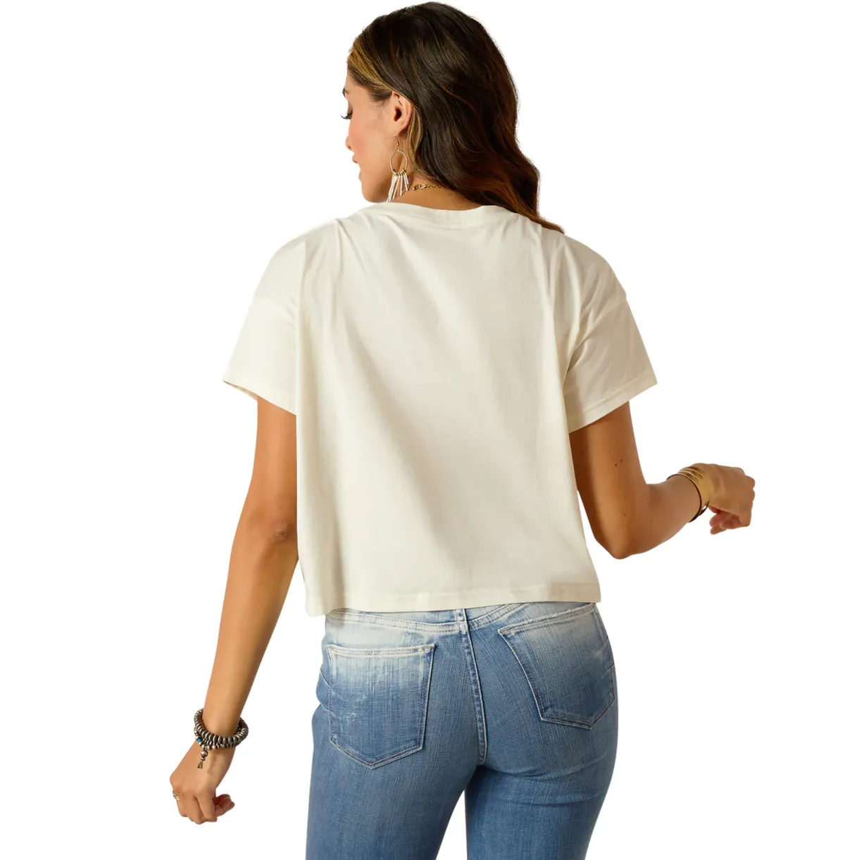 10051497 Ariat Women's Wild Hat Cropped SS Tee Coconut Milk