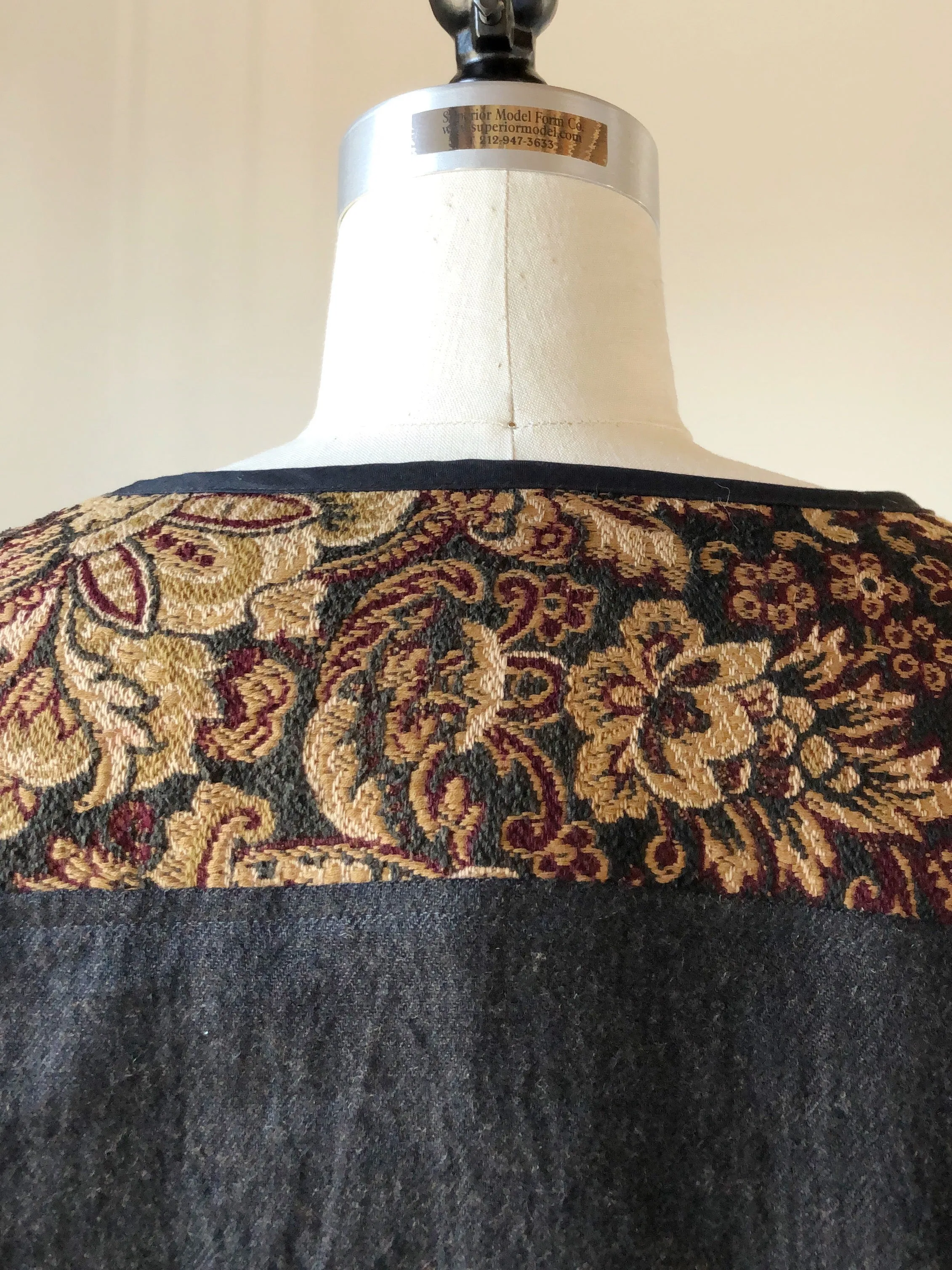 19th century french jacquard patched big shirt