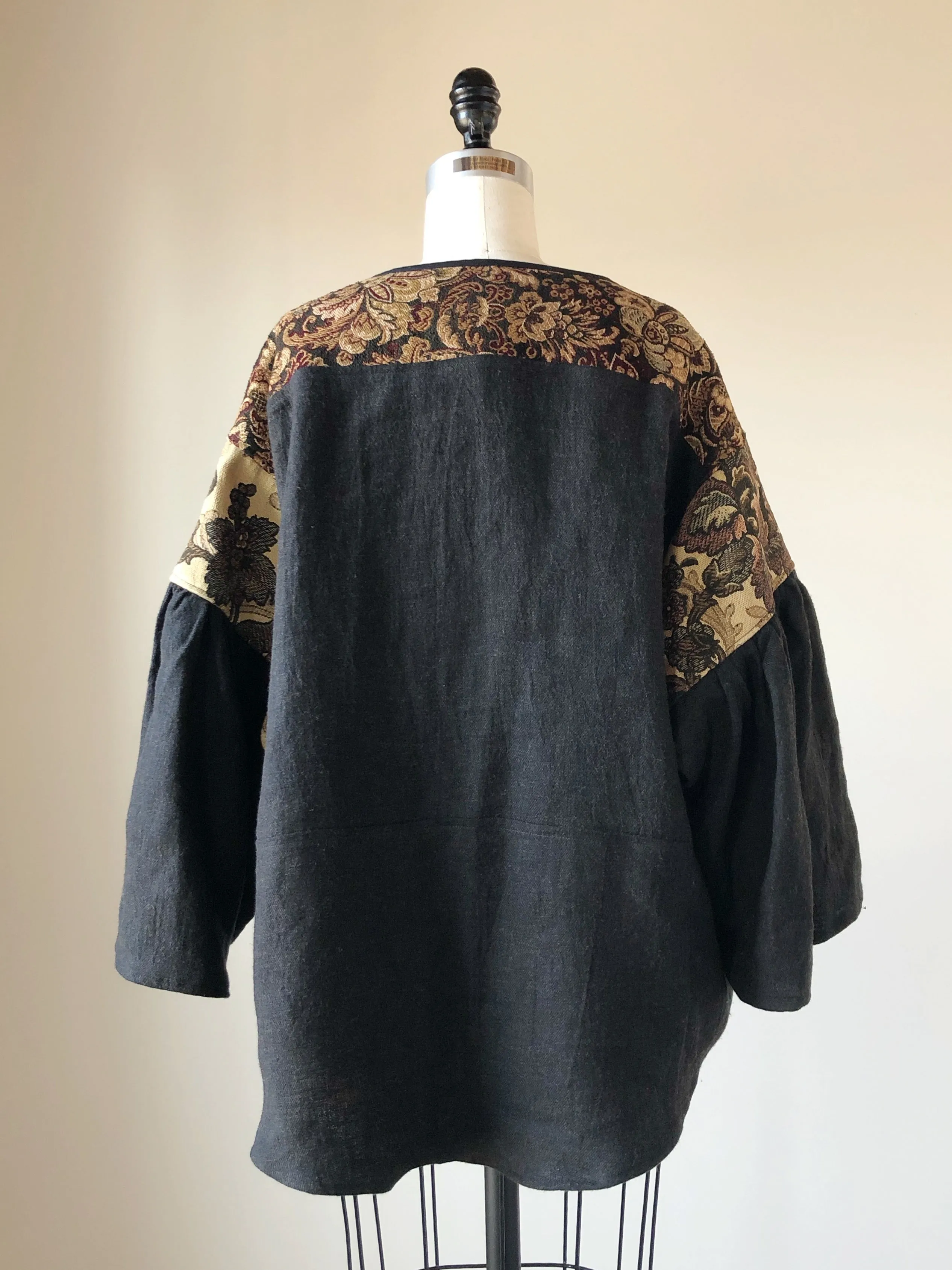 19th century french jacquard patched big shirt