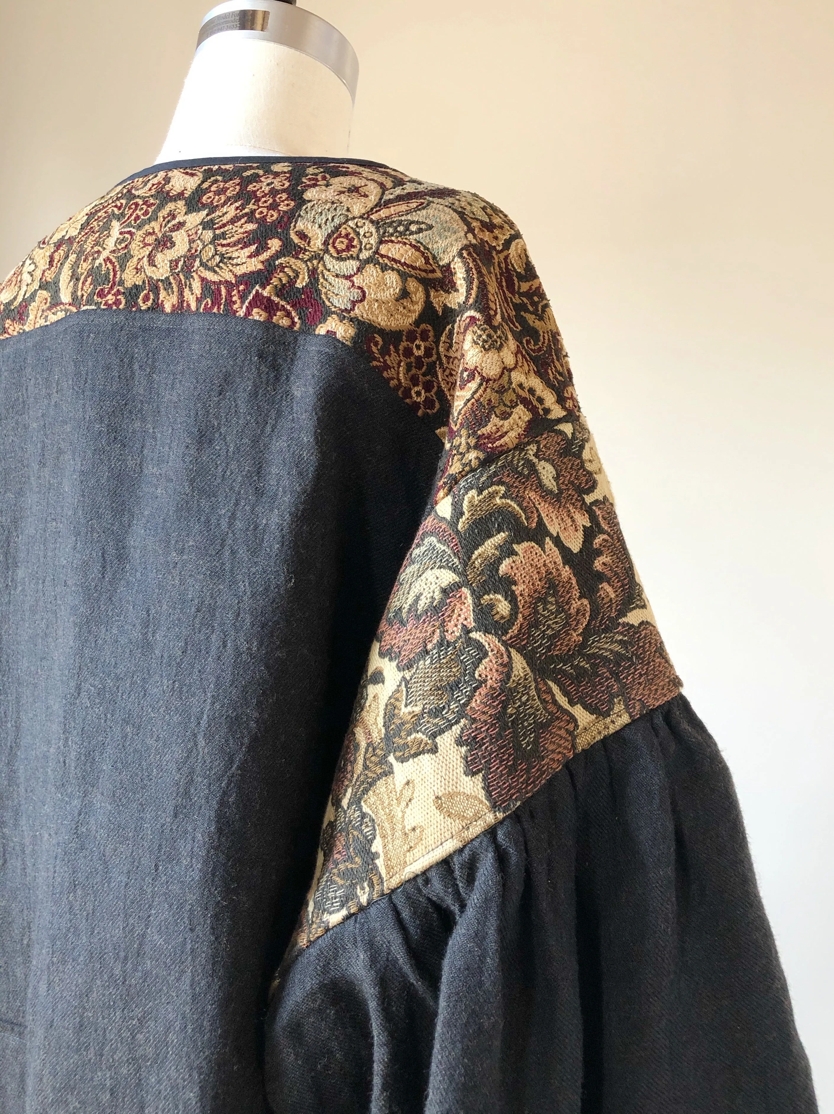 19th century french jacquard patched big shirt