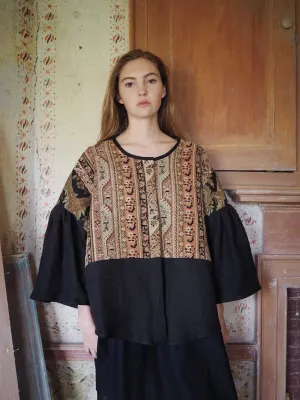 19th century patched french jacquard big shirt