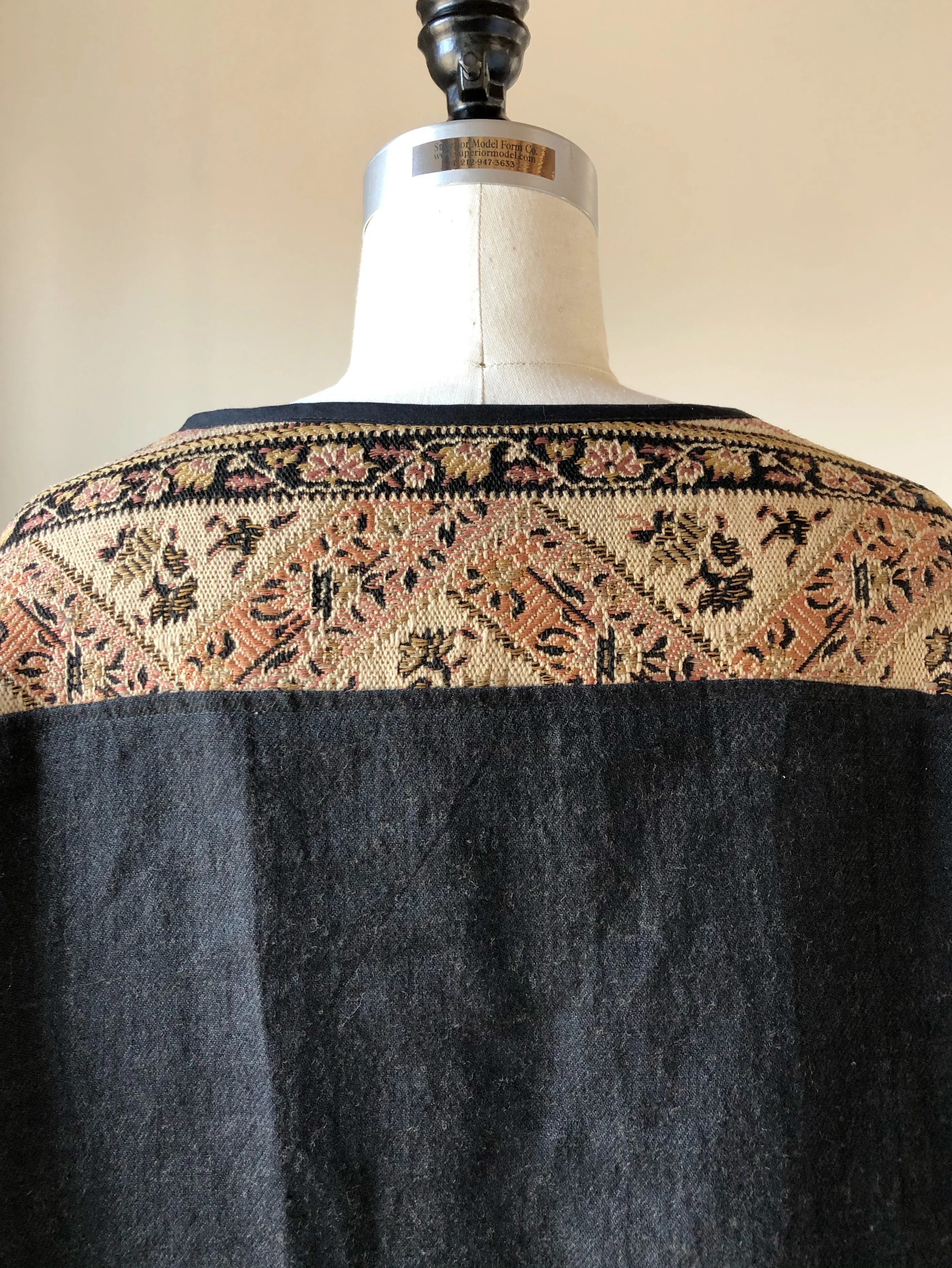 19th century patched french jacquard big shirt