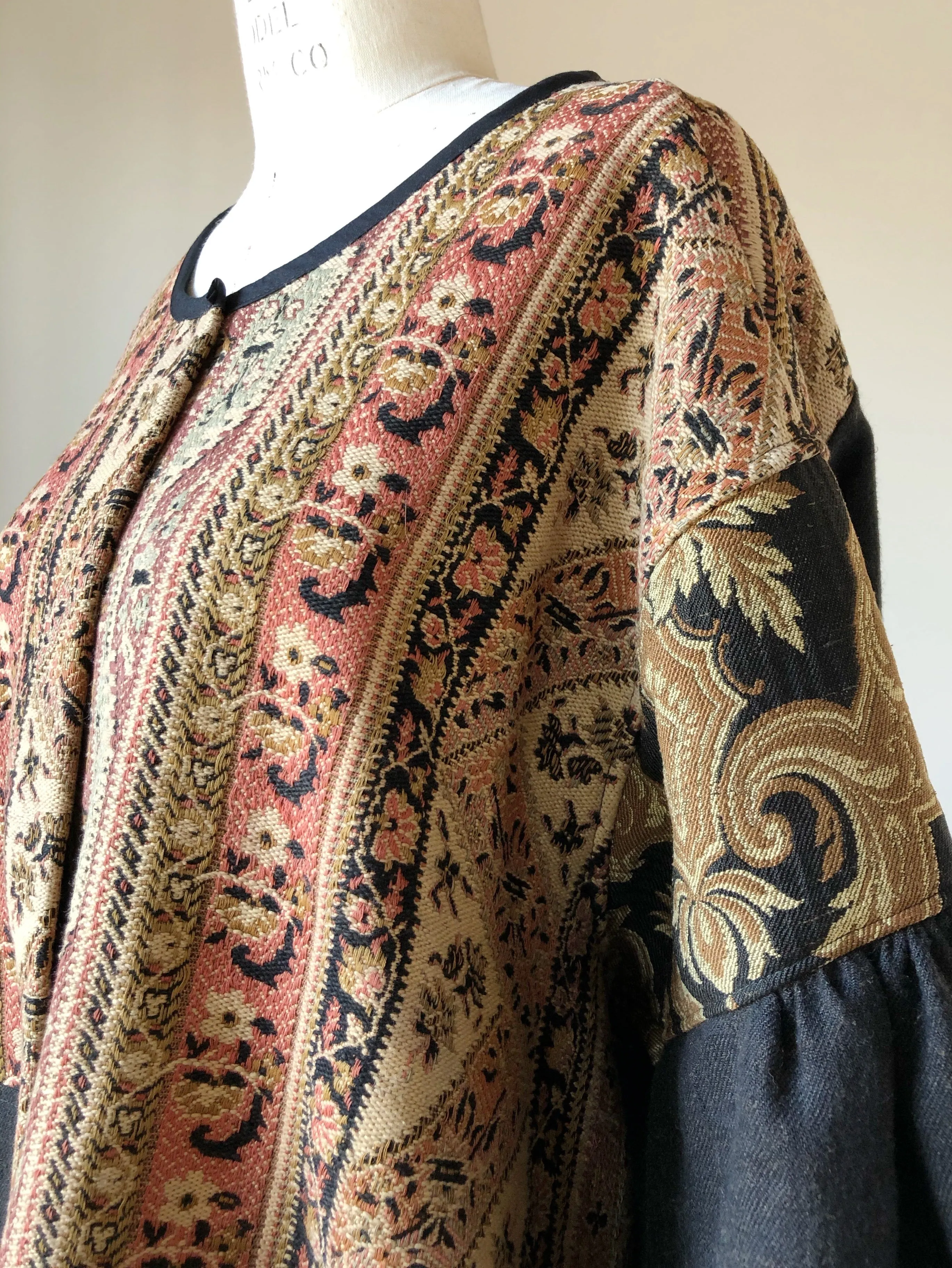 19th century patched french jacquard big shirt