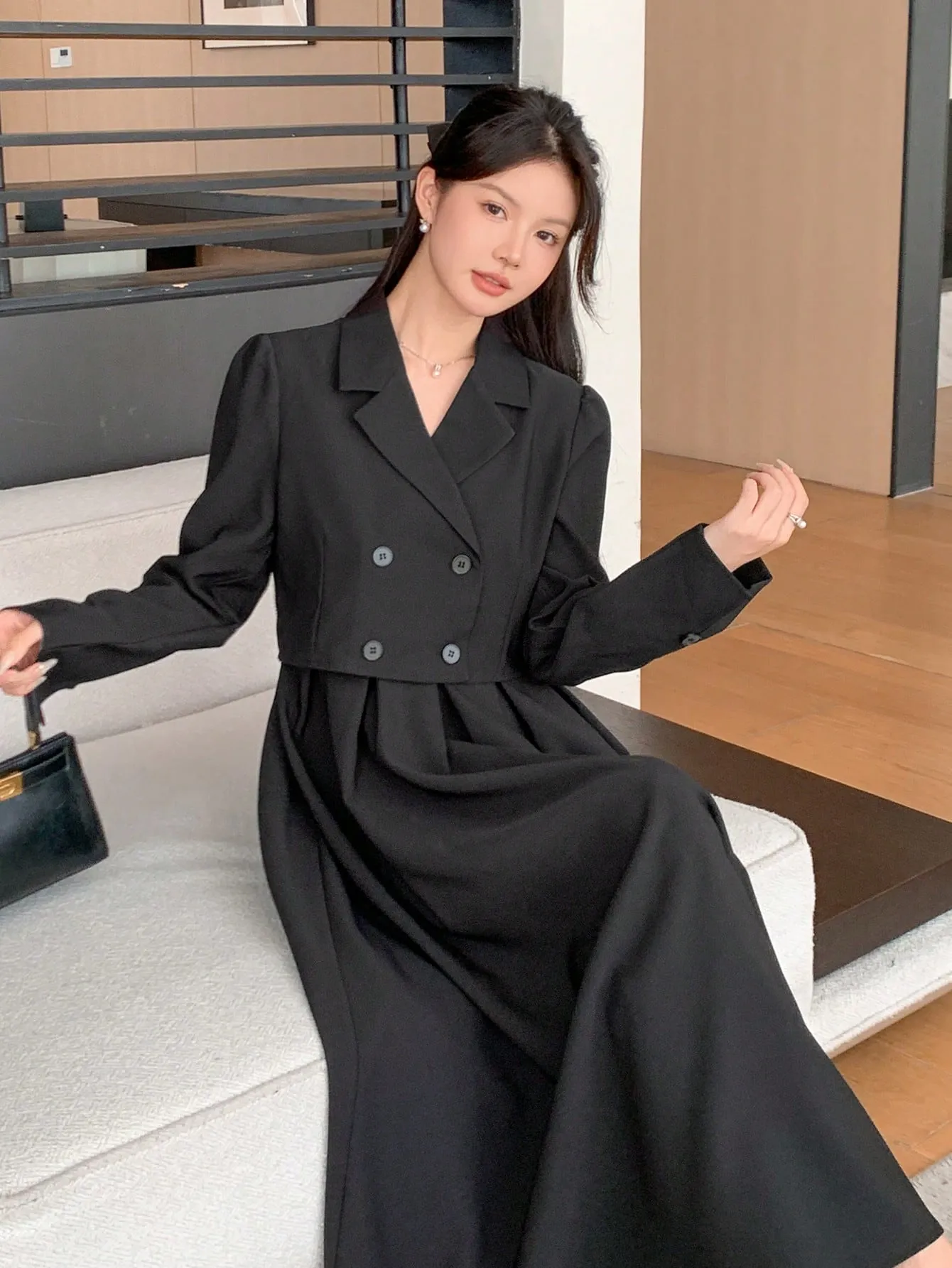 2 pcs Suit Jacket And Spaghetti Strap Dress