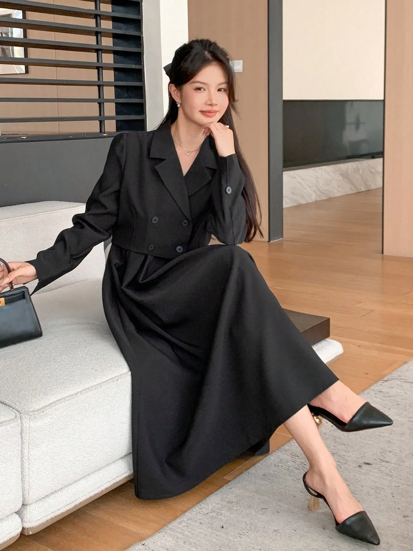 2 pcs Suit Jacket And Spaghetti Strap Dress