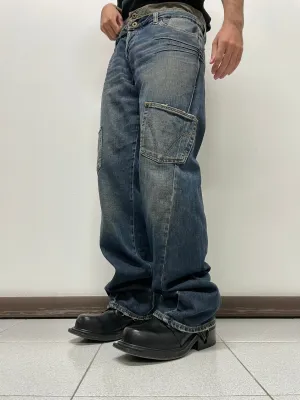2000s Dolce & Gabbana double waisted asymmetrical cargo denim