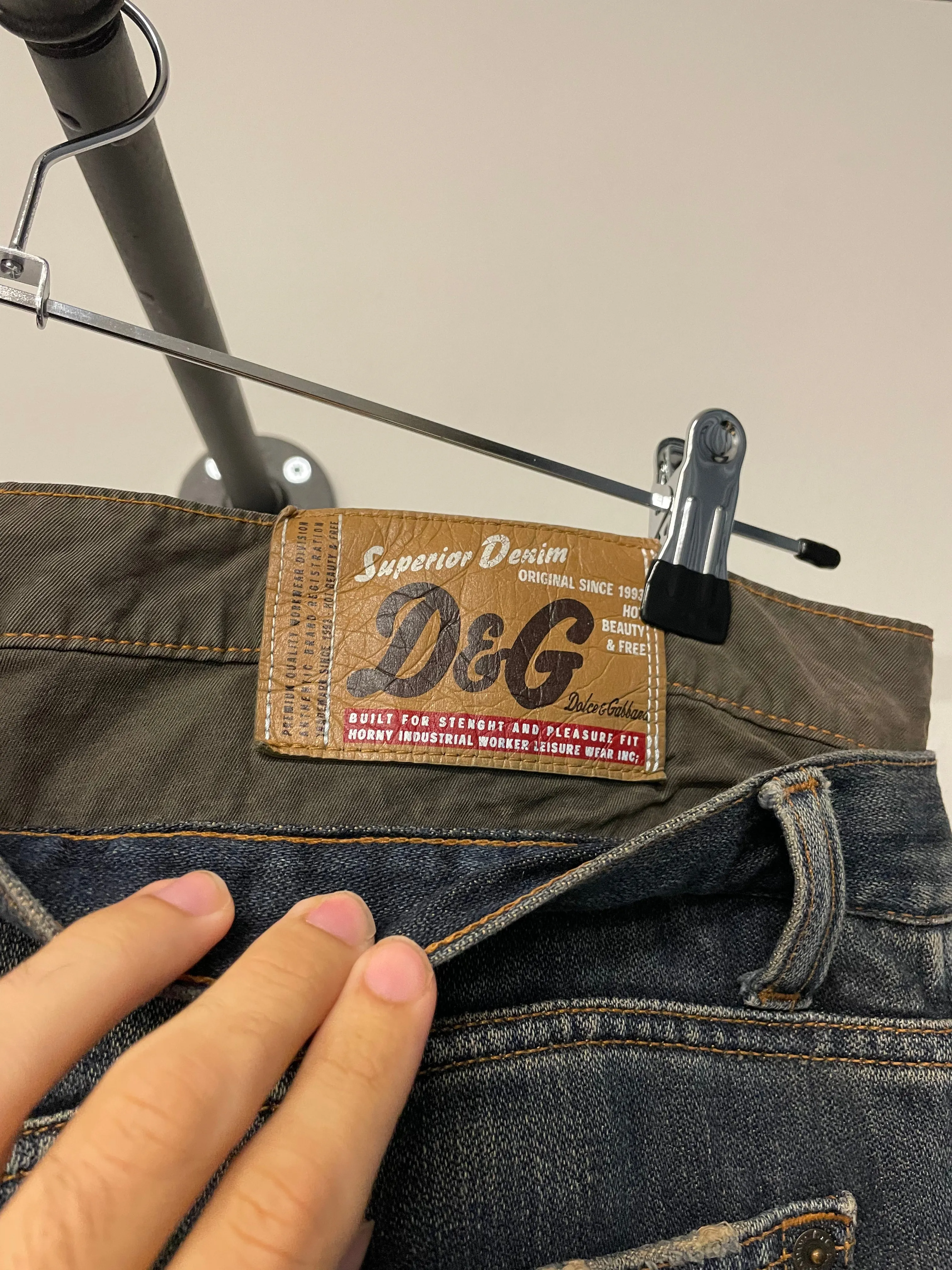 2000s Dolce & Gabbana double waisted asymmetrical cargo denim