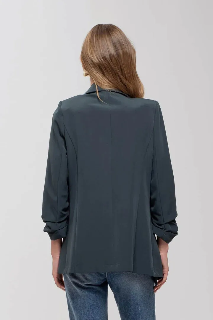 3/4 Ruched Sleeve Blazer