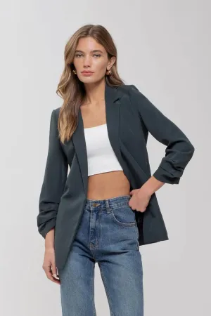 3/4 Ruched Sleeve Blazer