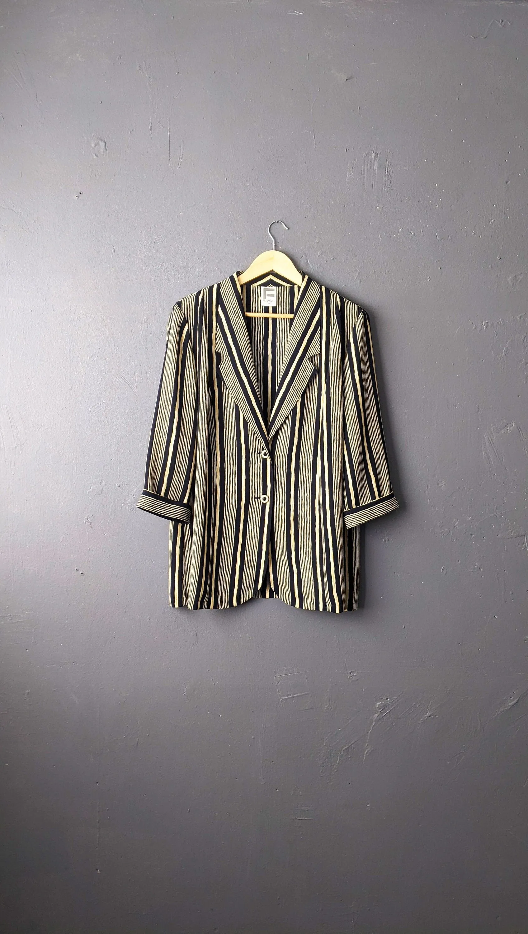 80s Vertical Striped Blazer, Lightweight Summer Jacket, Plus Size XL