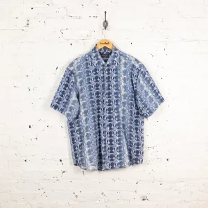 90s Circles Short Sleeve Pattern Shirt - Blue - L