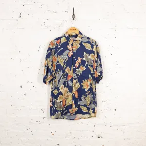 90s Pattern Short Sleeve Shirt - Blue - M