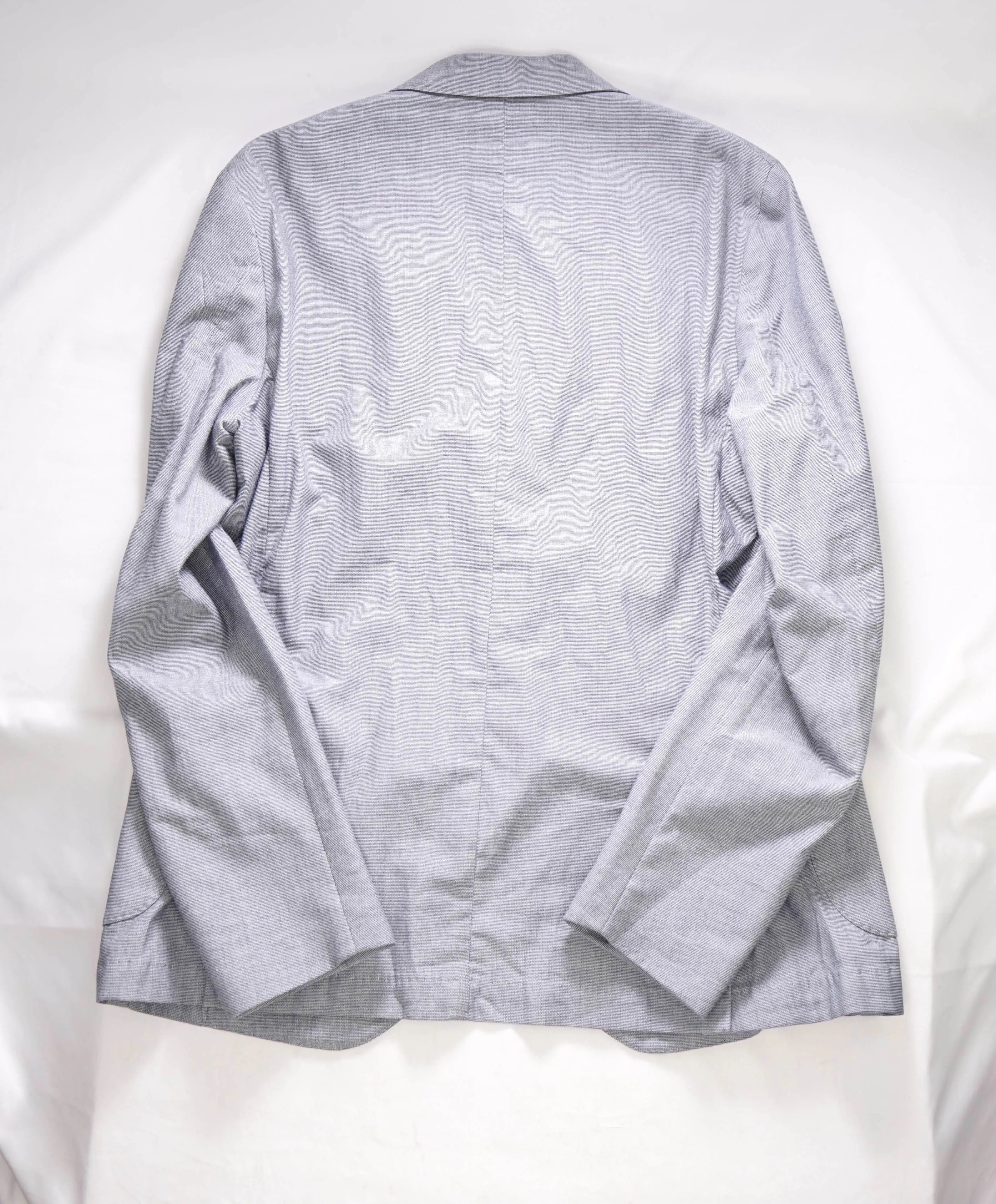 $995 ELEVENTY -SEERSUCKER Blue Gingham Check Button Blazer- 42US (52EU)