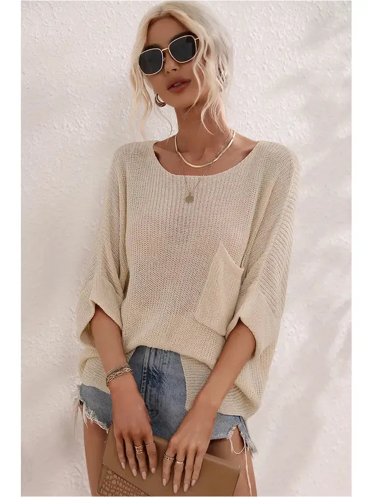 Addy Loose Fit Rolled Knit Top