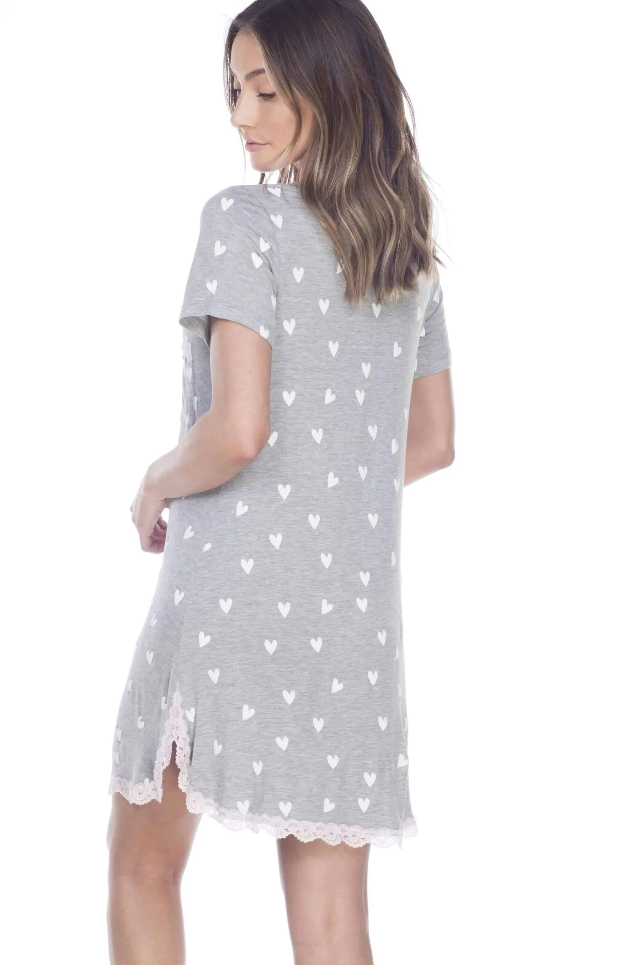 All American Rayon & Lace Sleepshirt In Heather Grey  - Honeydew Intimates