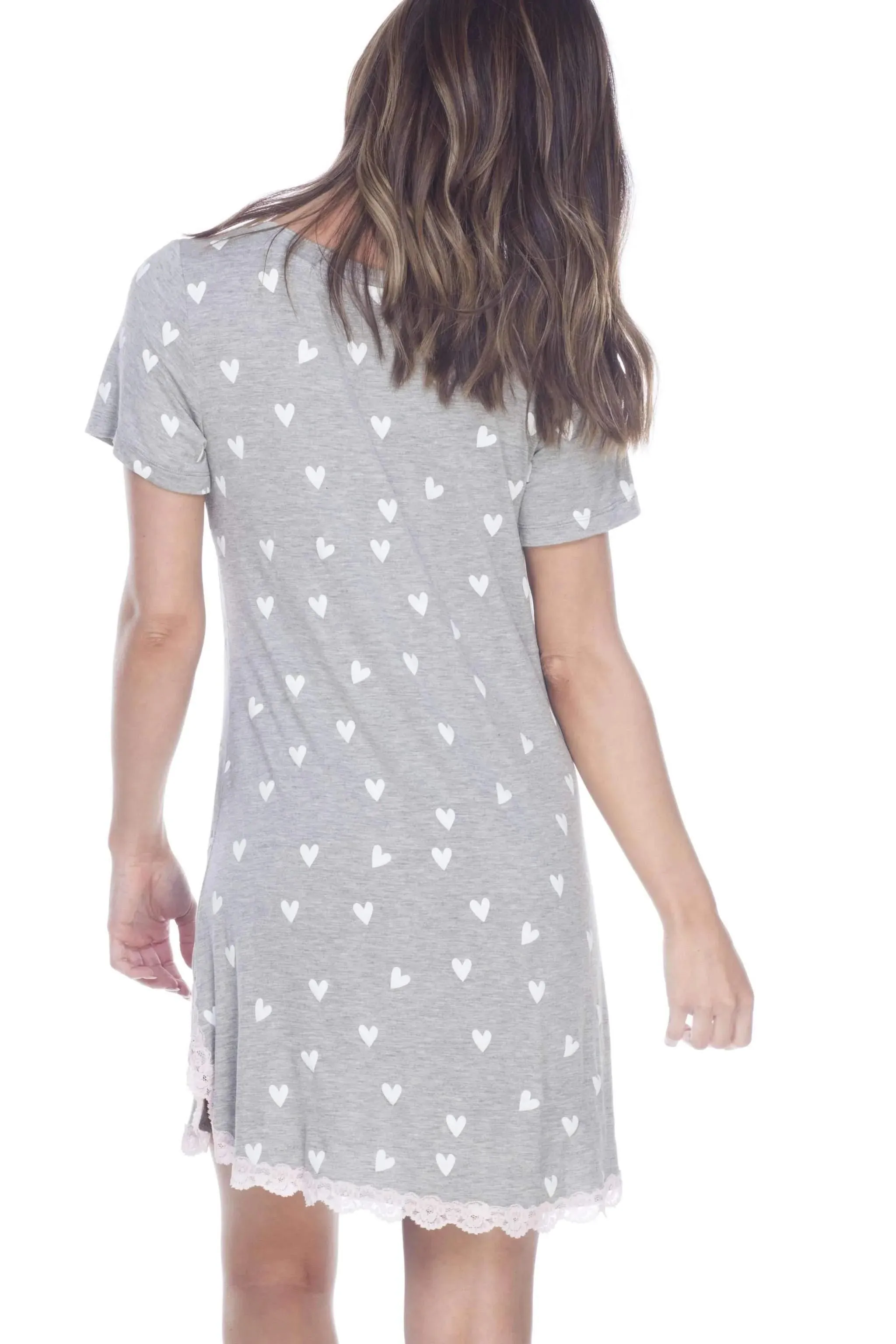 All American Rayon & Lace Sleepshirt In Heather Grey  - Honeydew Intimates