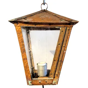 American Arts and Crafts Hammered Copper and Glass One-Light Post or Pendant Lantern