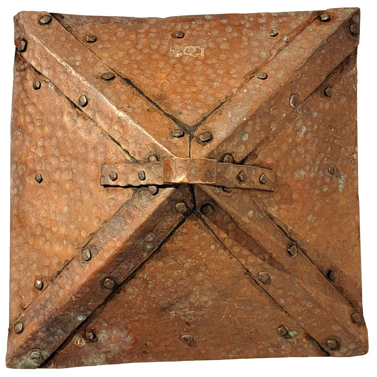 American Arts and Crafts Hammered Copper and Glass One-Light Post or Pendant Lantern