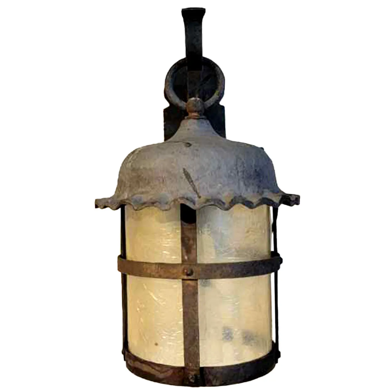 American Lafayette Hughes Mansion Exterior Wrought Iron One-Light Lantern Sconce