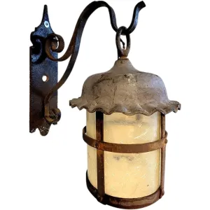 American Lafayette Hughes Mansion Exterior Wrought Iron One-Light Lantern Sconce
