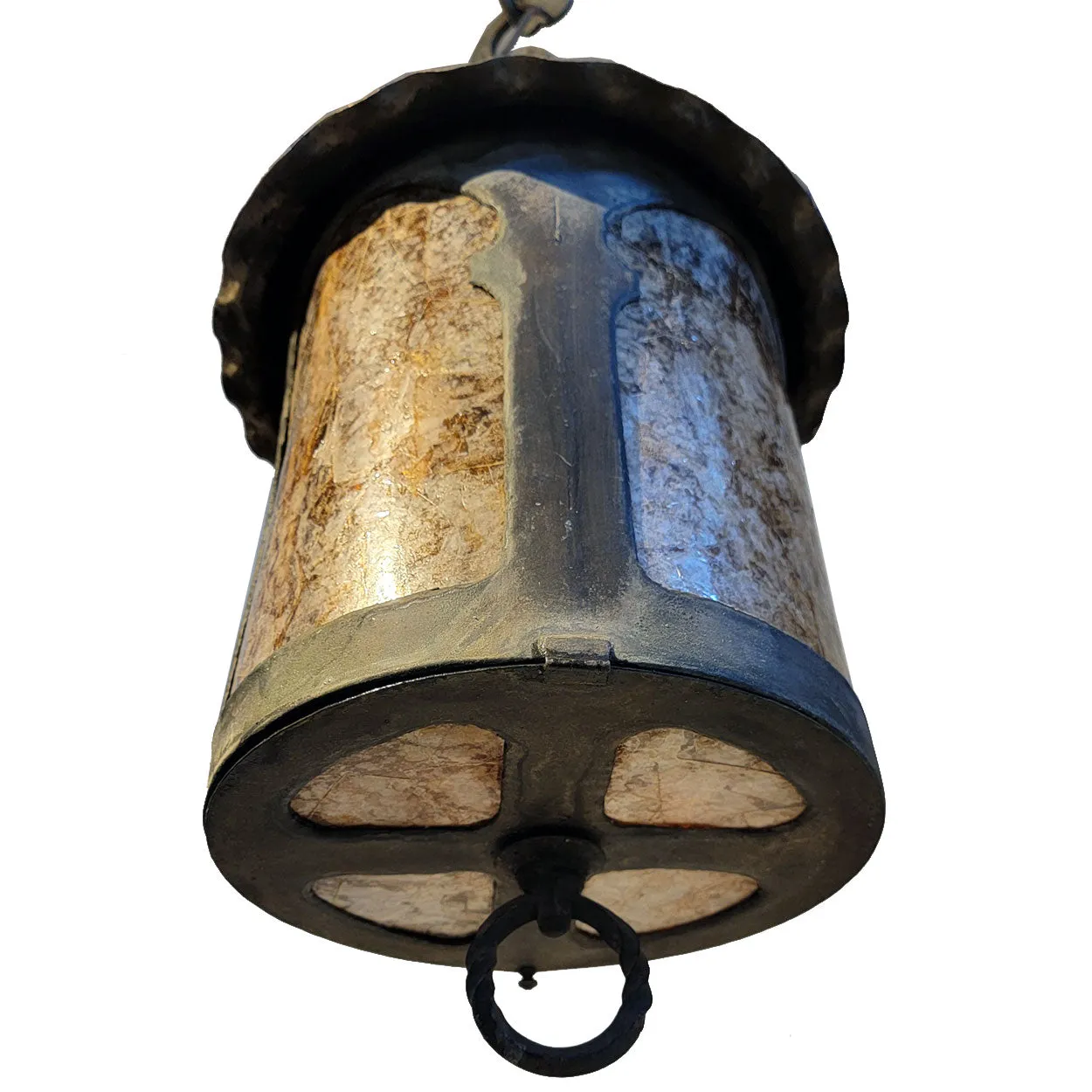 American Lafayette Hughes Mansion Wrought Iron and Mica One-Light Pendant Lantern
