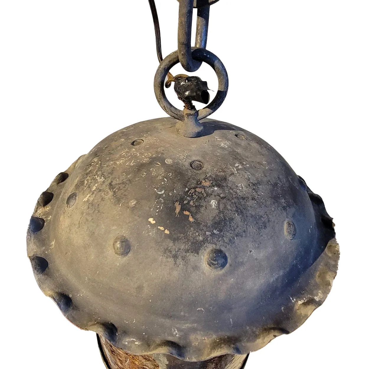 American Lafayette Hughes Mansion Wrought Iron and Mica One-Light Pendant Lantern