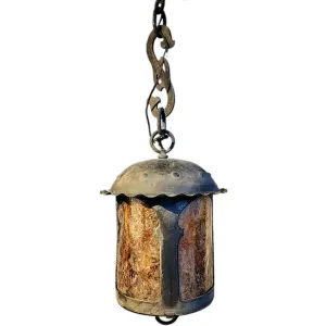 American Lafayette Hughes Mansion Wrought Iron and Mica One-Light Pendant Lantern