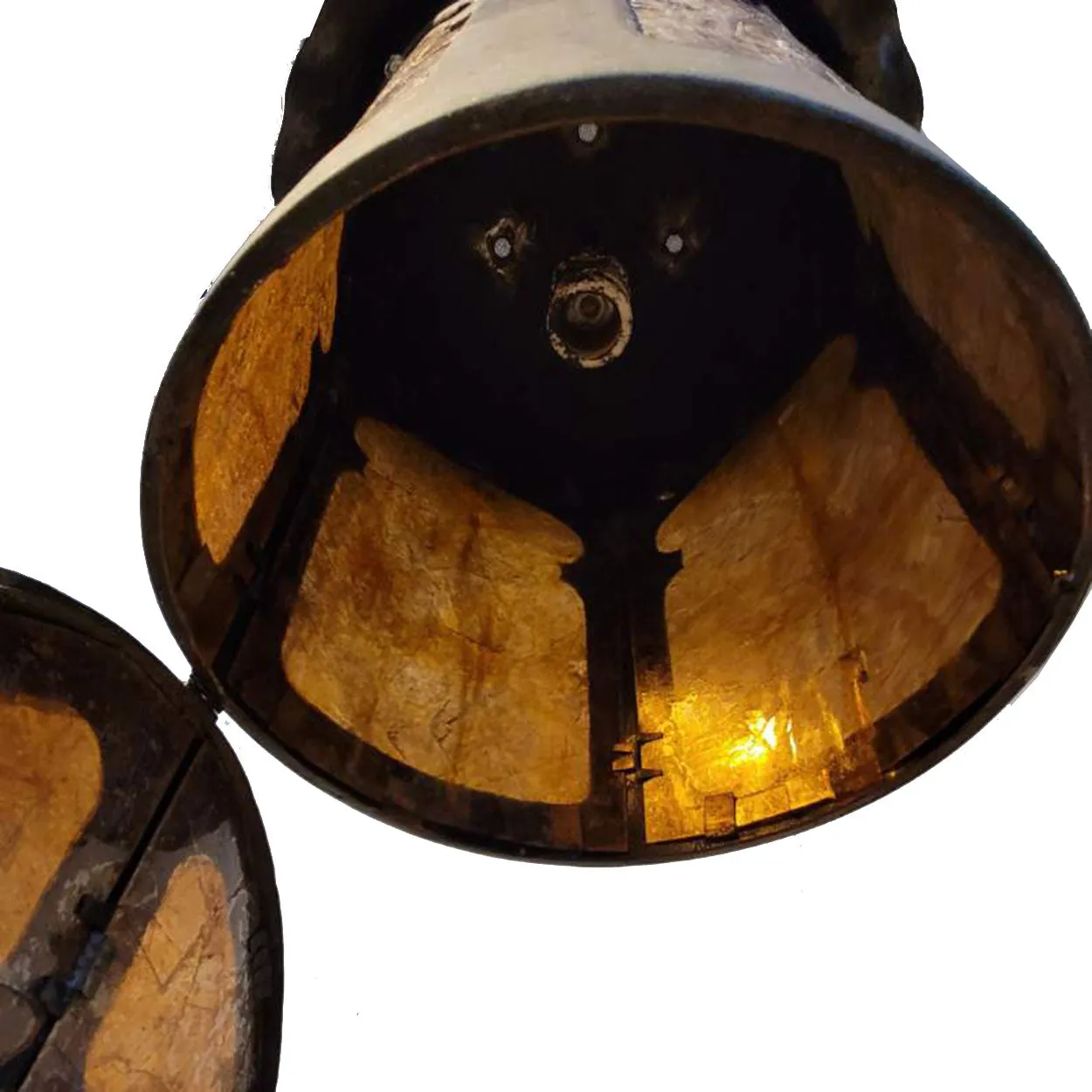 American Lafayette Hughes Mansion Wrought Iron and Mica One-Light Pendant Lantern