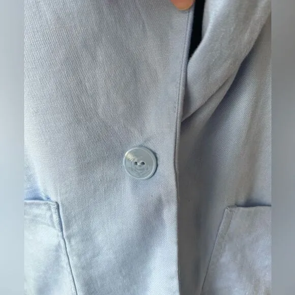Anthropologie Maeve Womens Washed Blazer Jacket Sky Blue Linen Blend Size Small