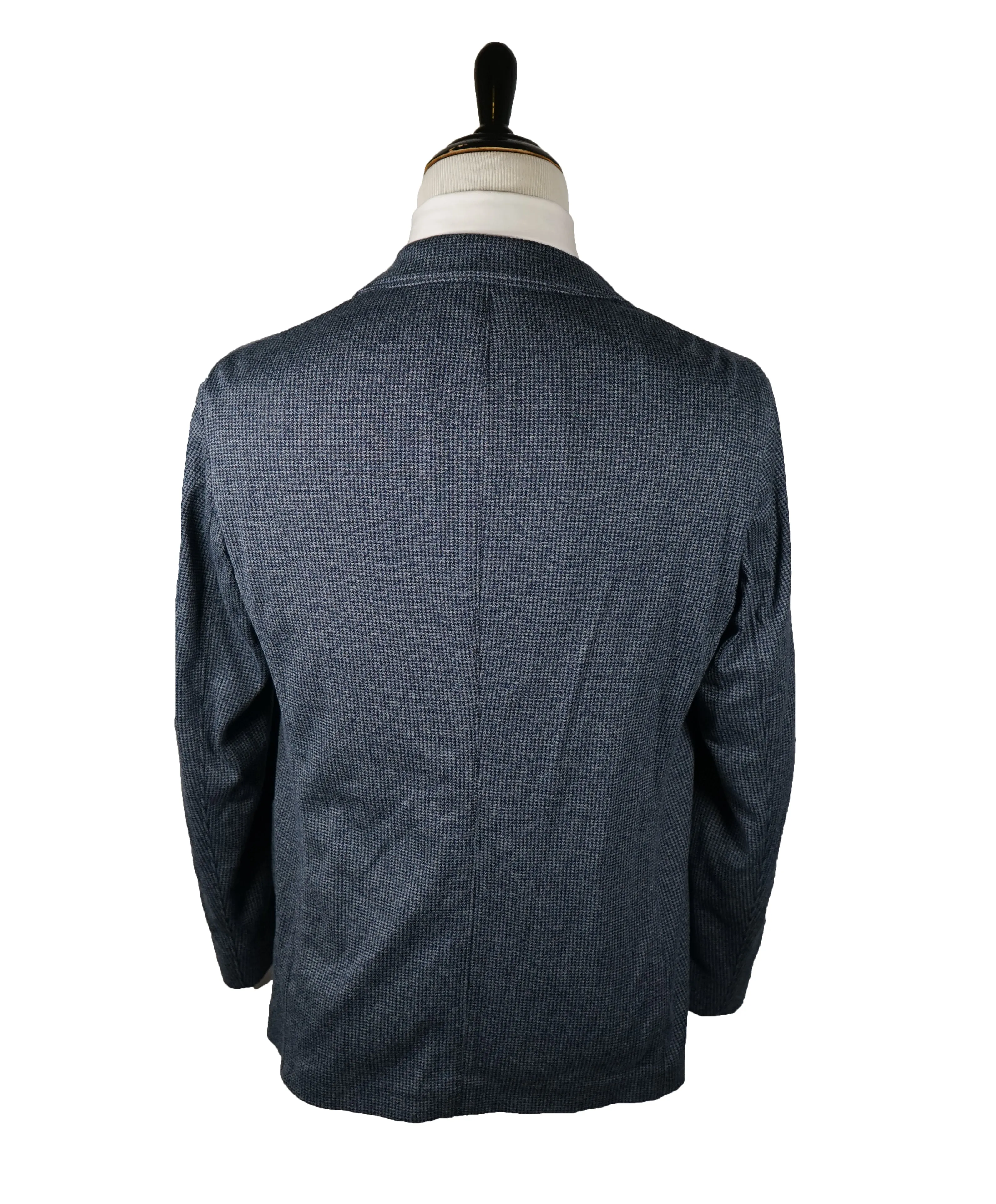ARMANI COLLEZIONI - 100% Cotton Blue Houndstooth Unlined Blazer - 46S