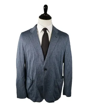 ARMANI COLLEZIONI - 100% Cotton Blue Houndstooth Unlined Blazer - 46S