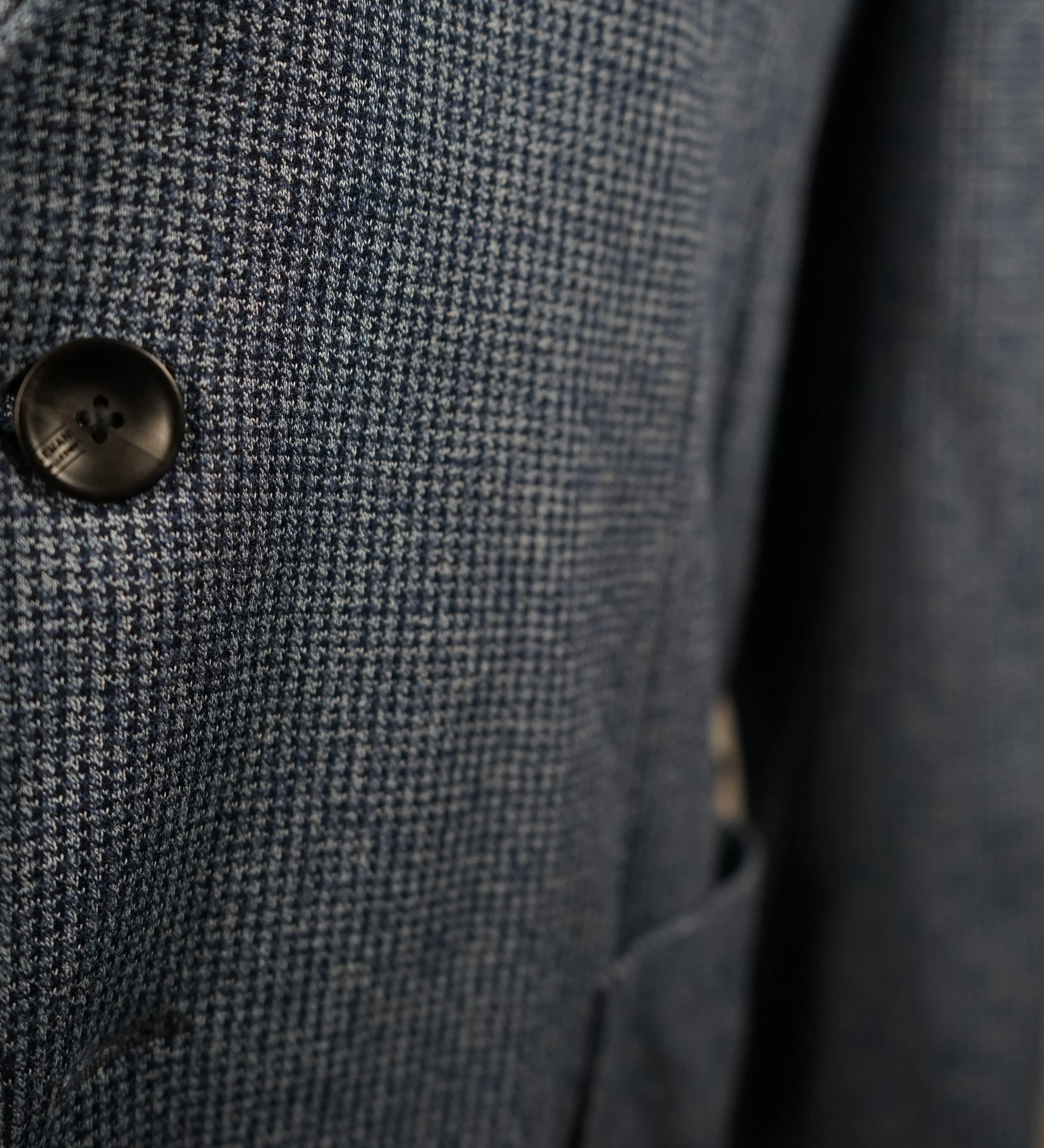 ARMANI COLLEZIONI - 100% Cotton Blue Houndstooth Unlined Blazer - 46S