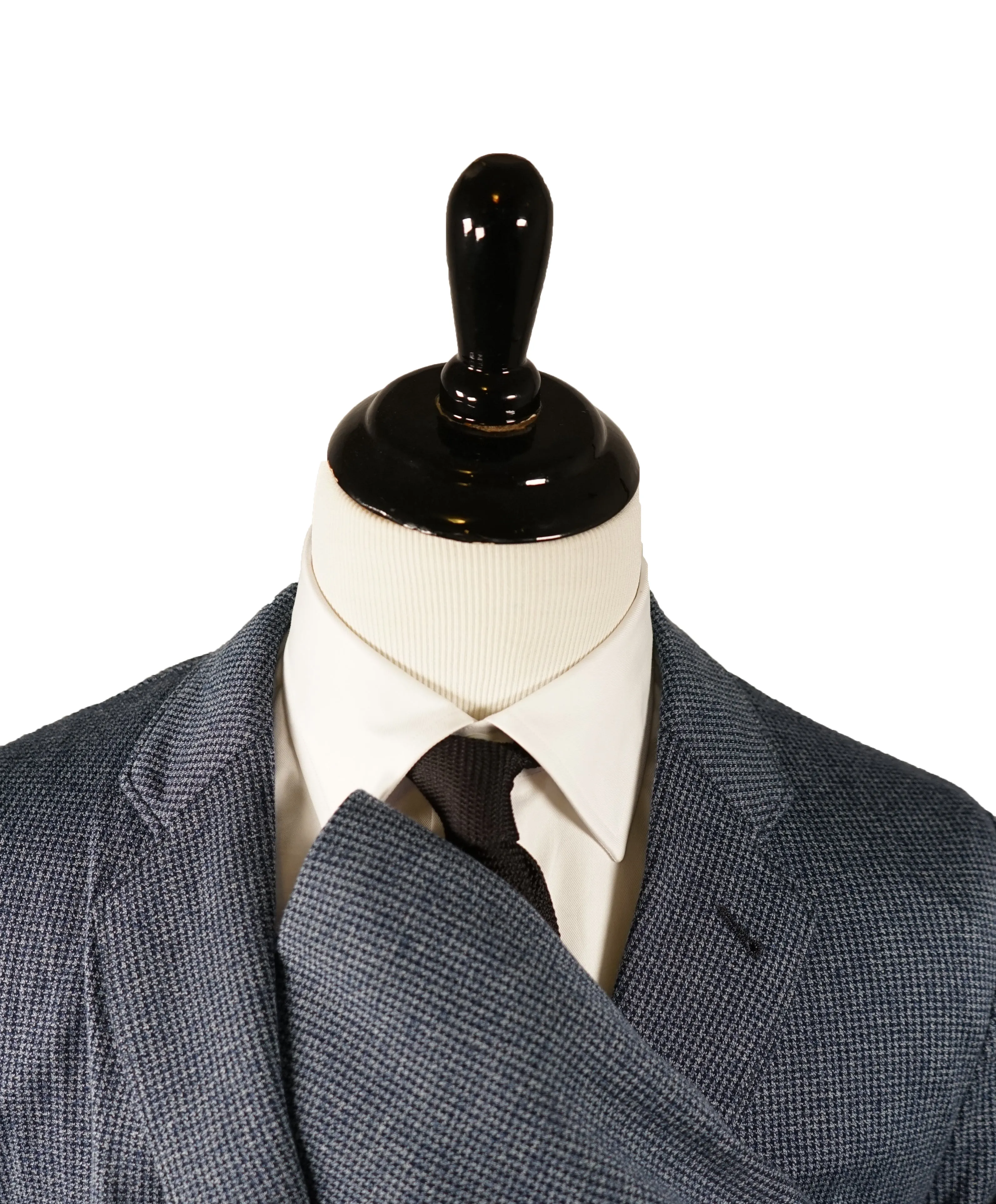 ARMANI COLLEZIONI - 100% Cotton Blue Houndstooth Unlined Blazer - 46S