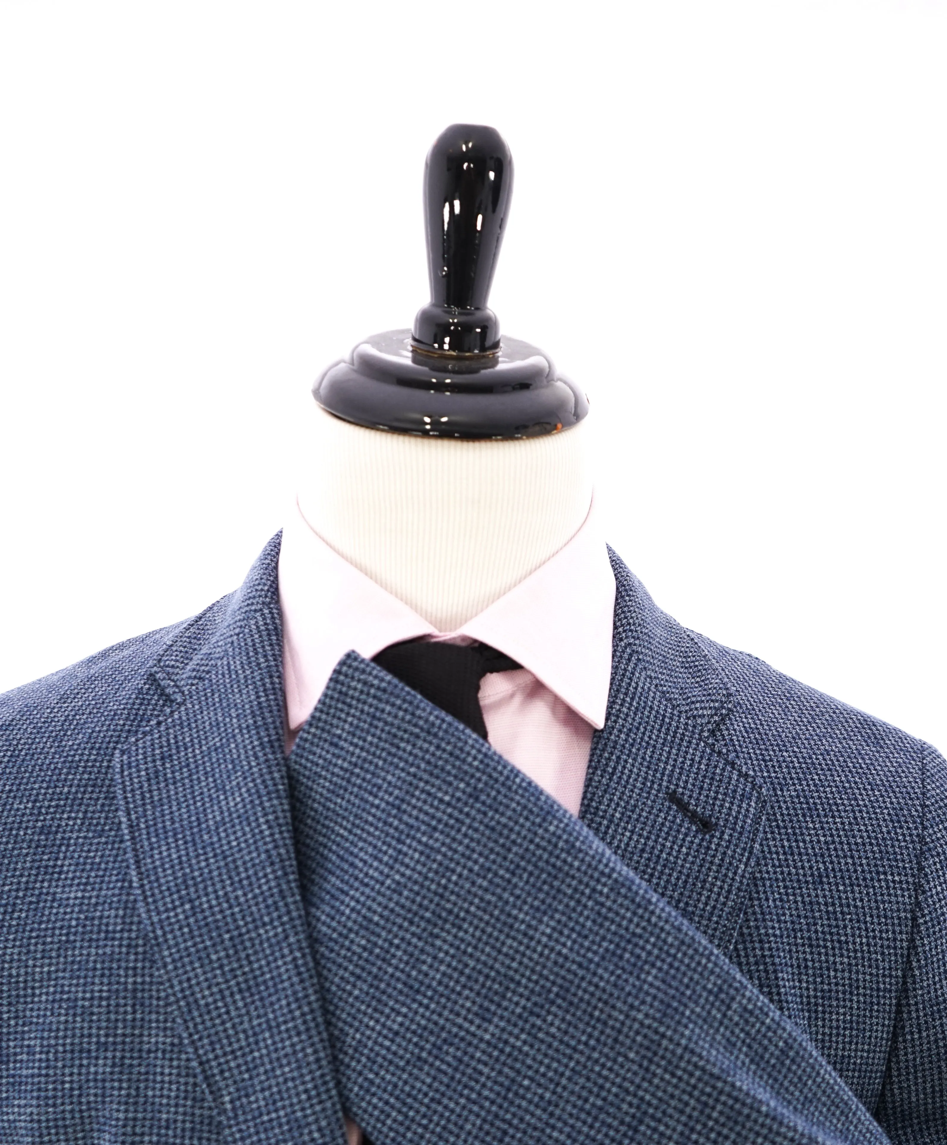 ARMANI COLLEZIONI - Unlined Blue Houndstooth Slim Updated Cotton Blazer - 42R