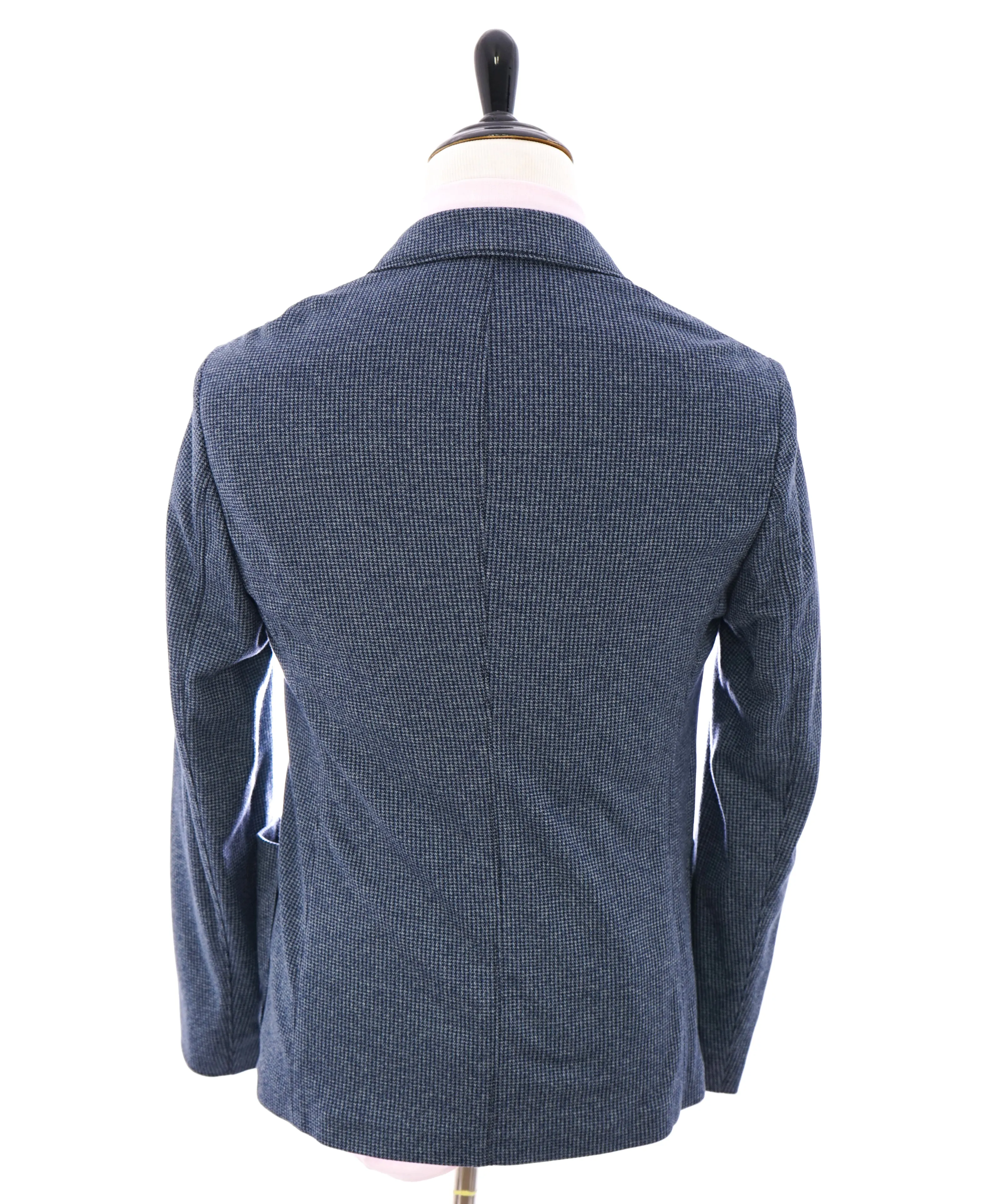 ARMANI COLLEZIONI - Unlined Blue Houndstooth Slim Updated Cotton Blazer - 42R