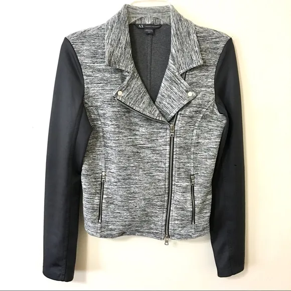 Armani Exchange Zip Motto Jacket - Black/Grey - M