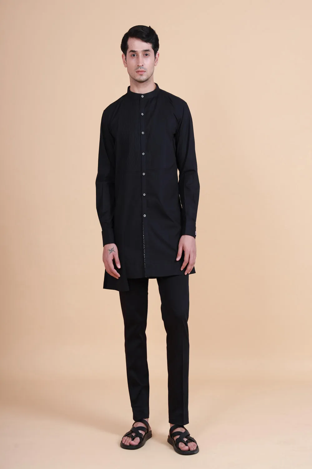 Asymmetric Front Open Kurta Shirt