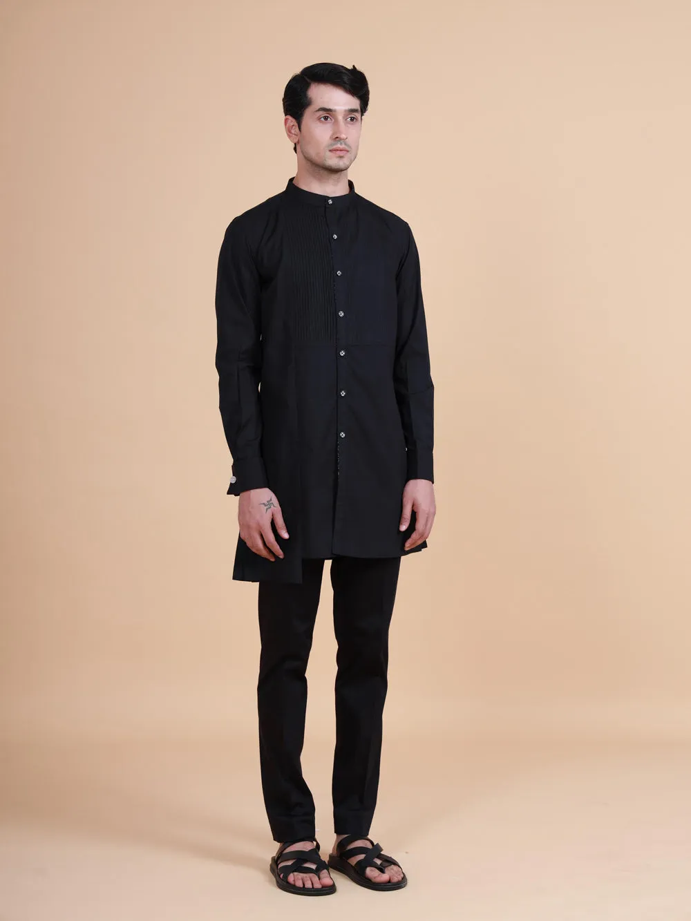Asymmetric Front Open Kurta Shirt