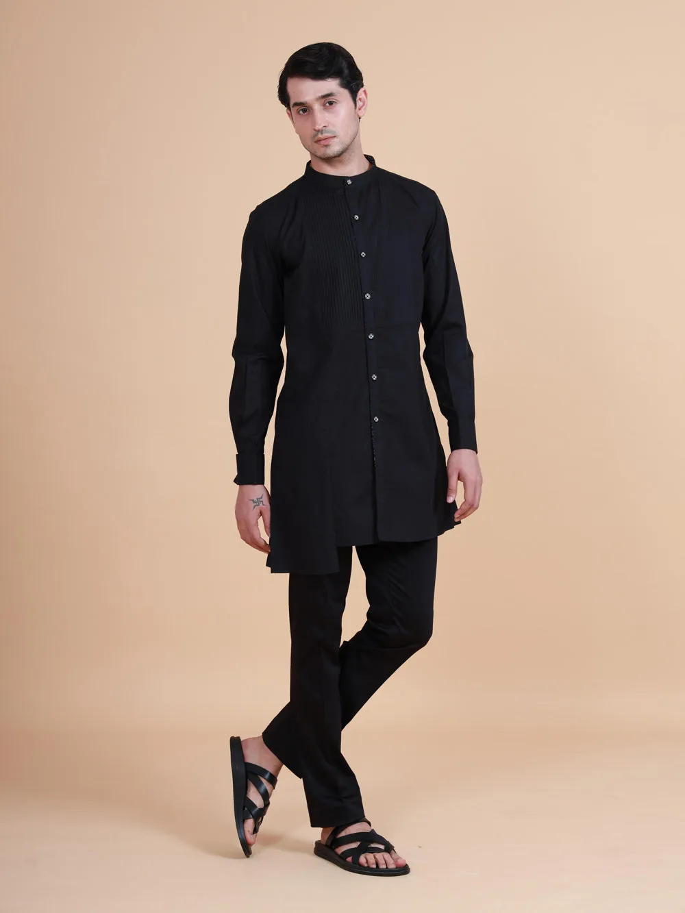 Asymmetric Front Open Kurta Shirt