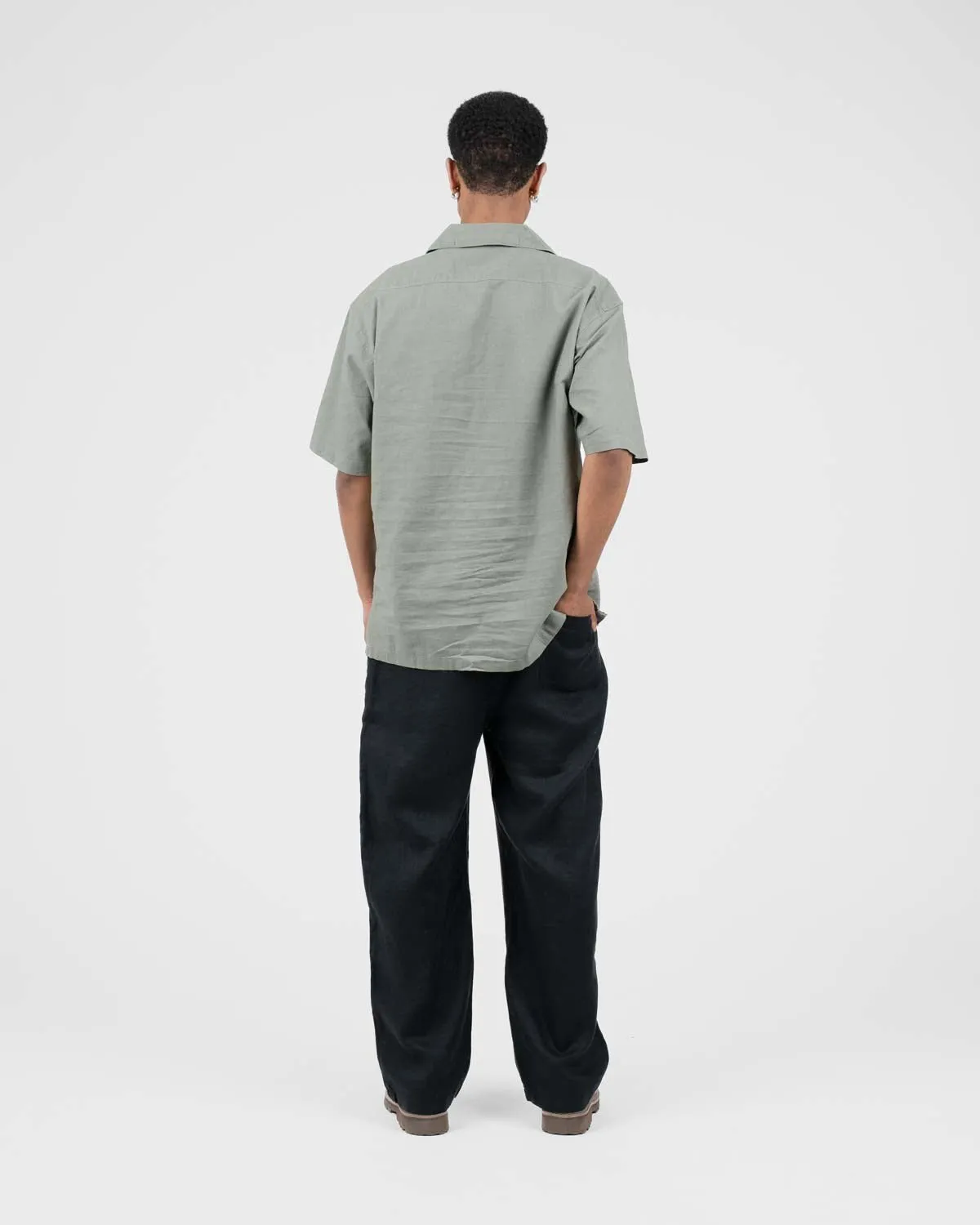 Baggy 100% Linen Pants Black