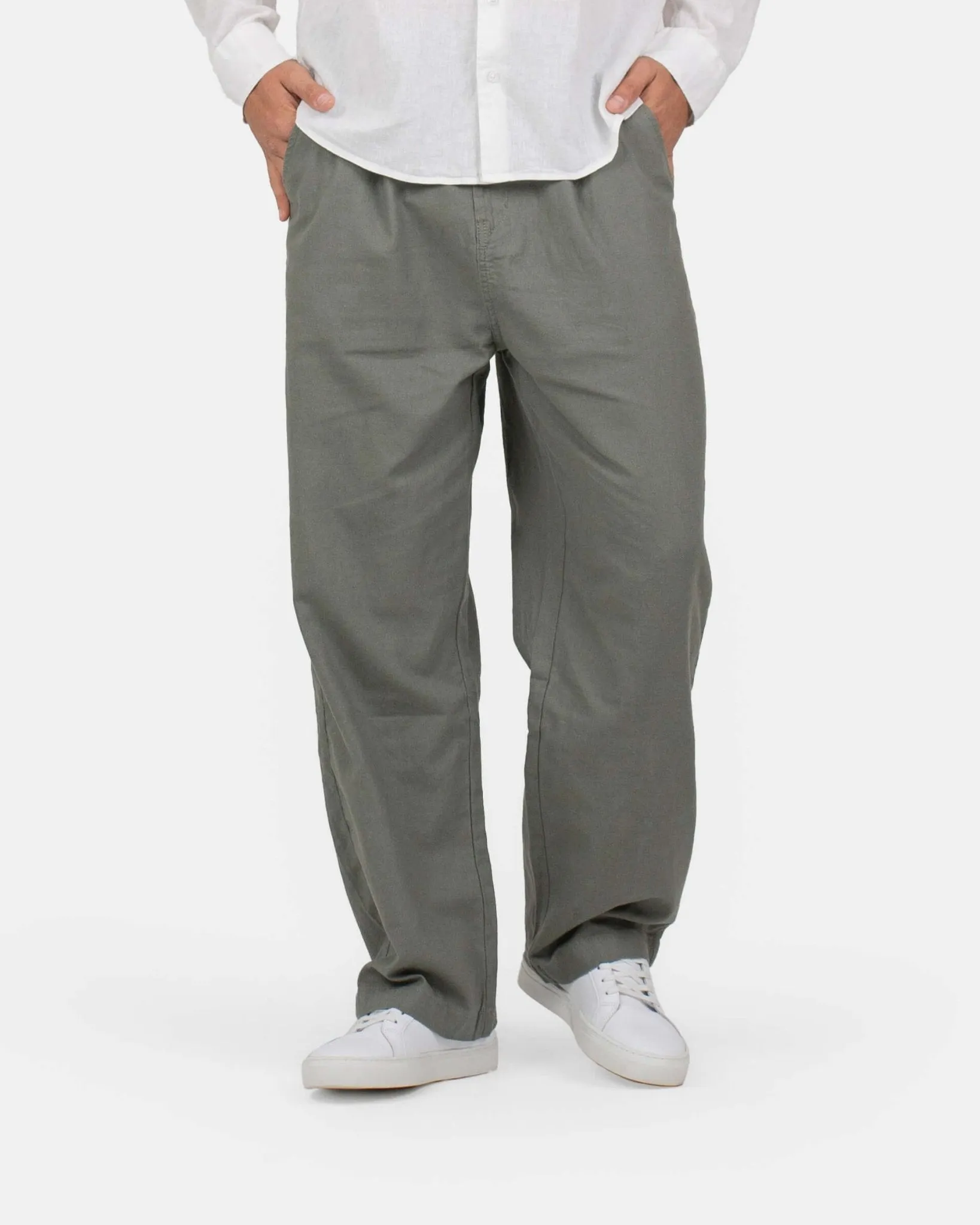 Baggy Linen Pants Army