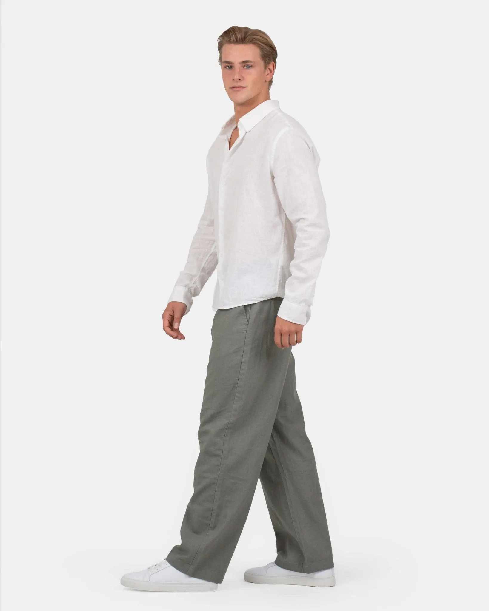 Baggy Linen Pants Army