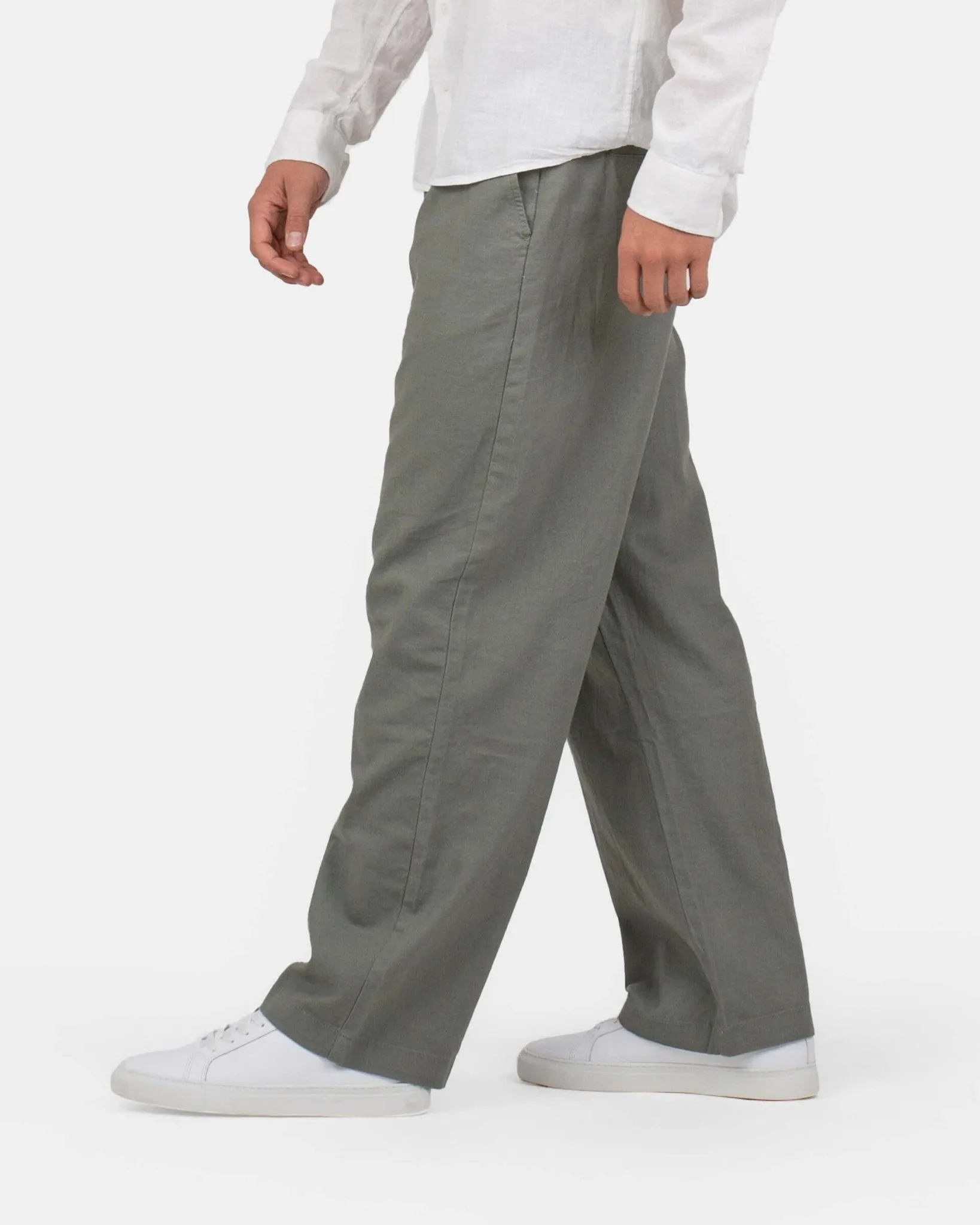 Baggy Linen Pants Army