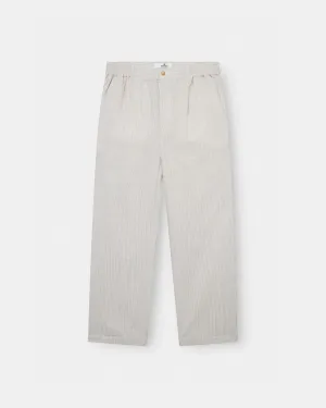 Baggy Linen Pants Beige Striped