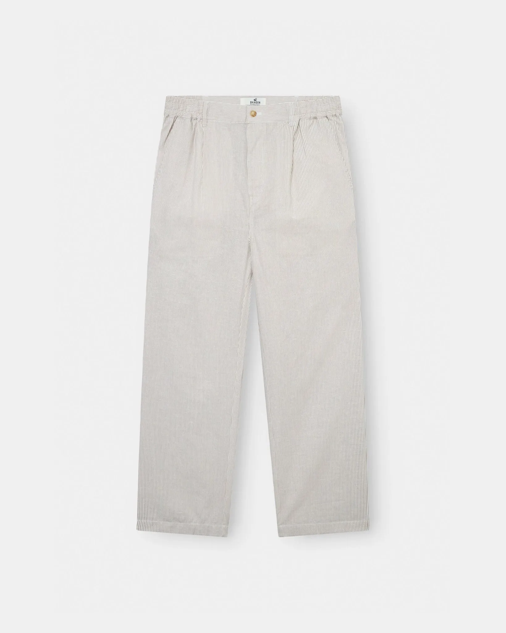 Baggy Linen Pants Beige Striped