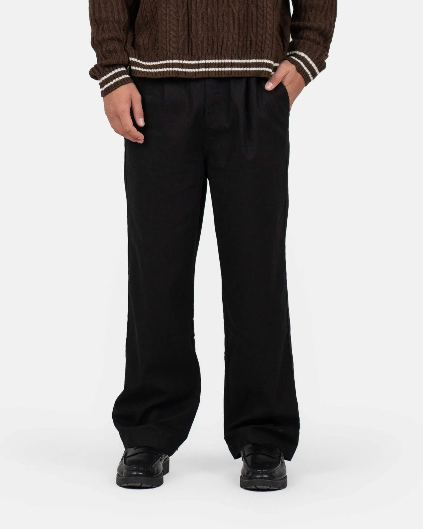 Baggy Linen Pants black