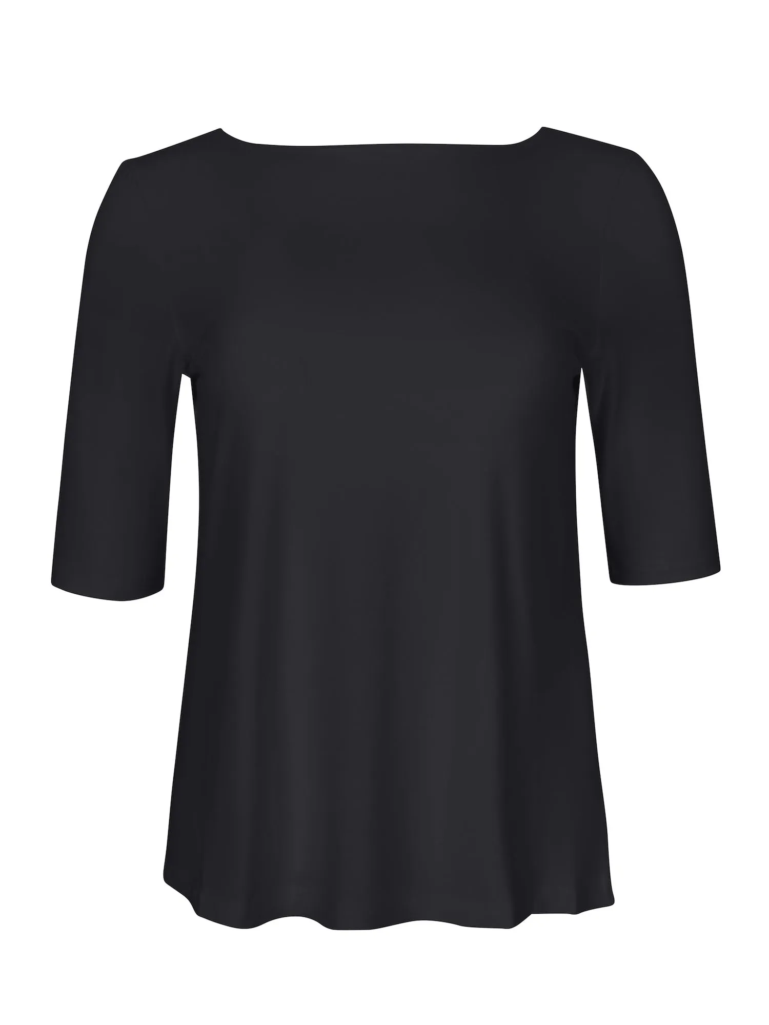 Bamboo Boat Neck Mid Sleeve Tee - Black