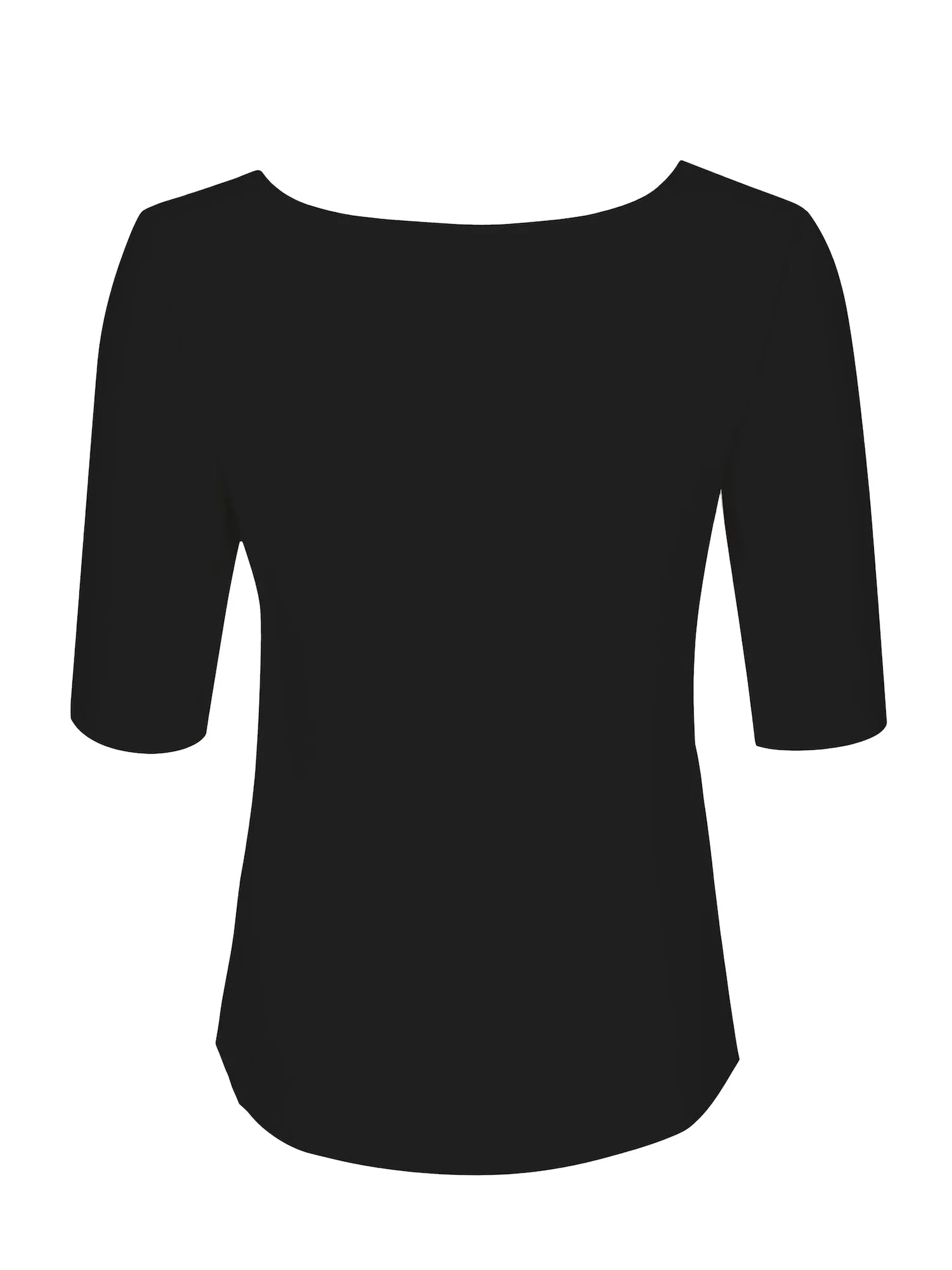 Bamboo Boat Neck Mid Sleeve Tee - Black