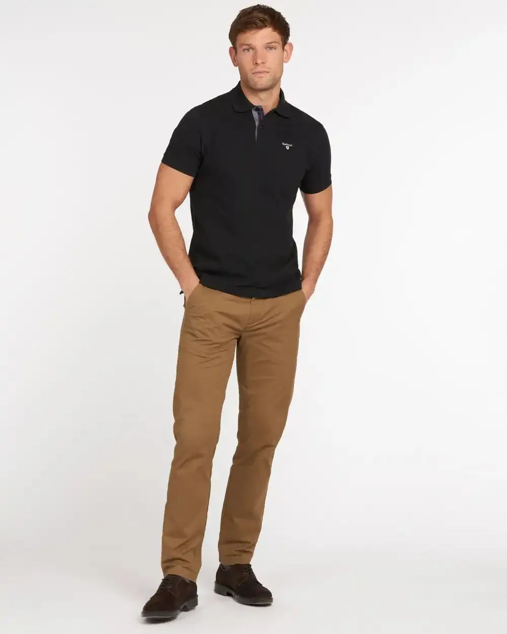 Barbour Mens Tartan Pique Polo Shirt Black