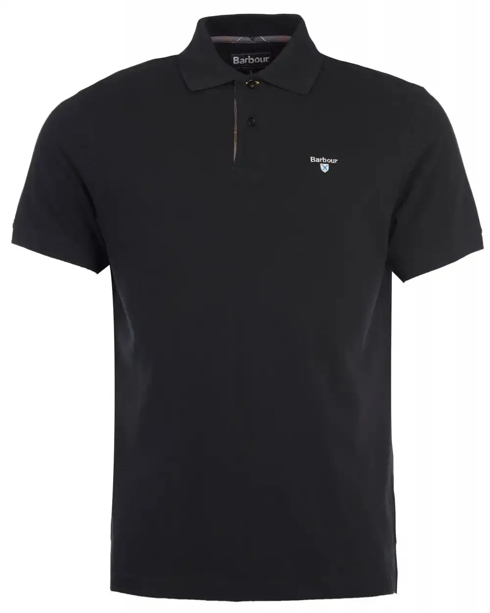 Barbour Mens Tartan Pique Polo Shirt Black